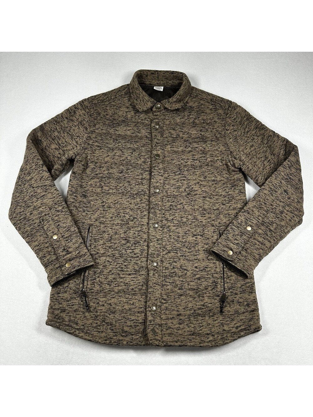 Cody James Jacket Snap Up Lined Quilted Heathered Brown Collared Long Coat Sz M